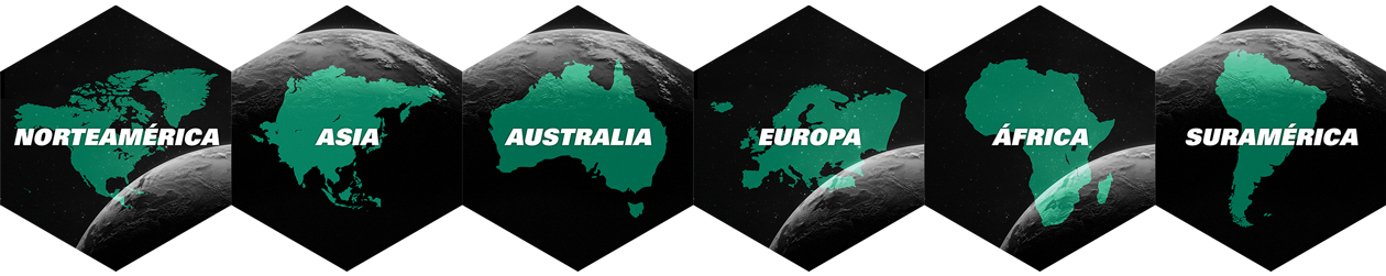 AGI se asocia con clientes en seis continentes: América del Norte, Asia, Australia, Europa, América del Sur y África