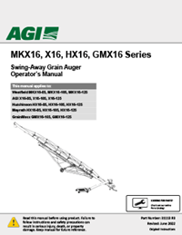 AGI Hutchinson HX16 Series Swing-Away Grain Auger Operator Manual