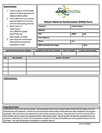 Customer RMA Form