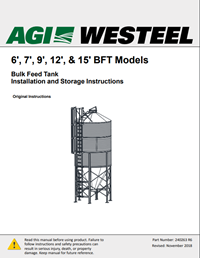 AGI Westeel Bulk Feed Tank (6', 7', 9', 12', & 15' BFT Models) Installation and Storage Instructions